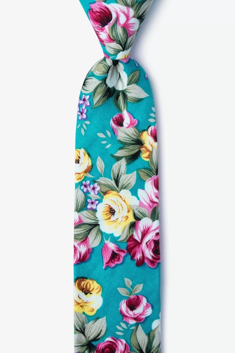 Ties Abney Teal Skinny Tie New