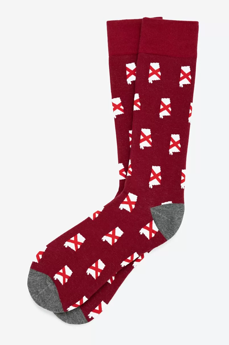 Ties Alabama State Flag Sock Red Fashion