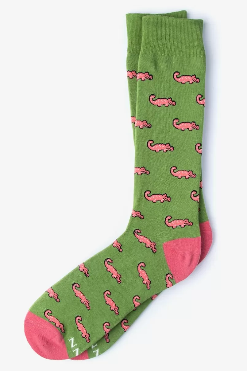 Ties Alligator Sock Green Outlet