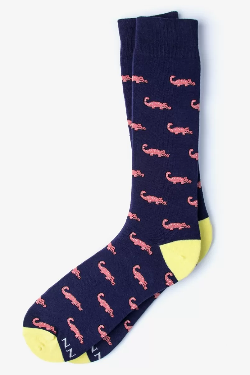 Ties Alligator Navy Blue Sock NavyBlue Sale