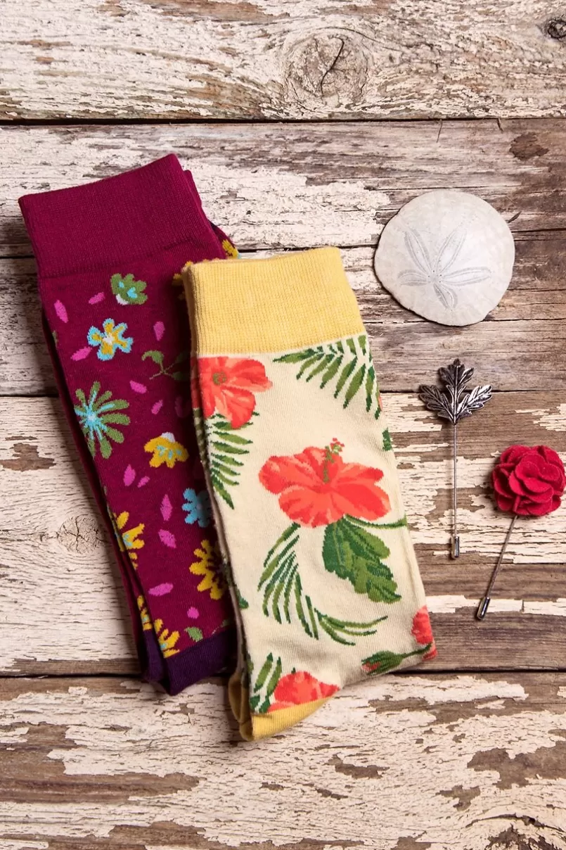 Ties Aloha Beaches Sock Cream New