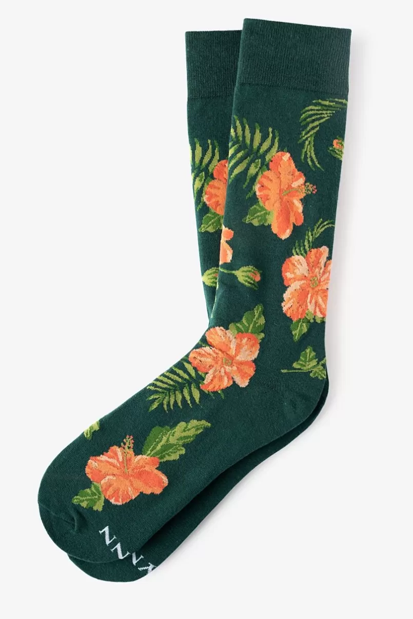 Ties Aloha Beaches Sock Green New