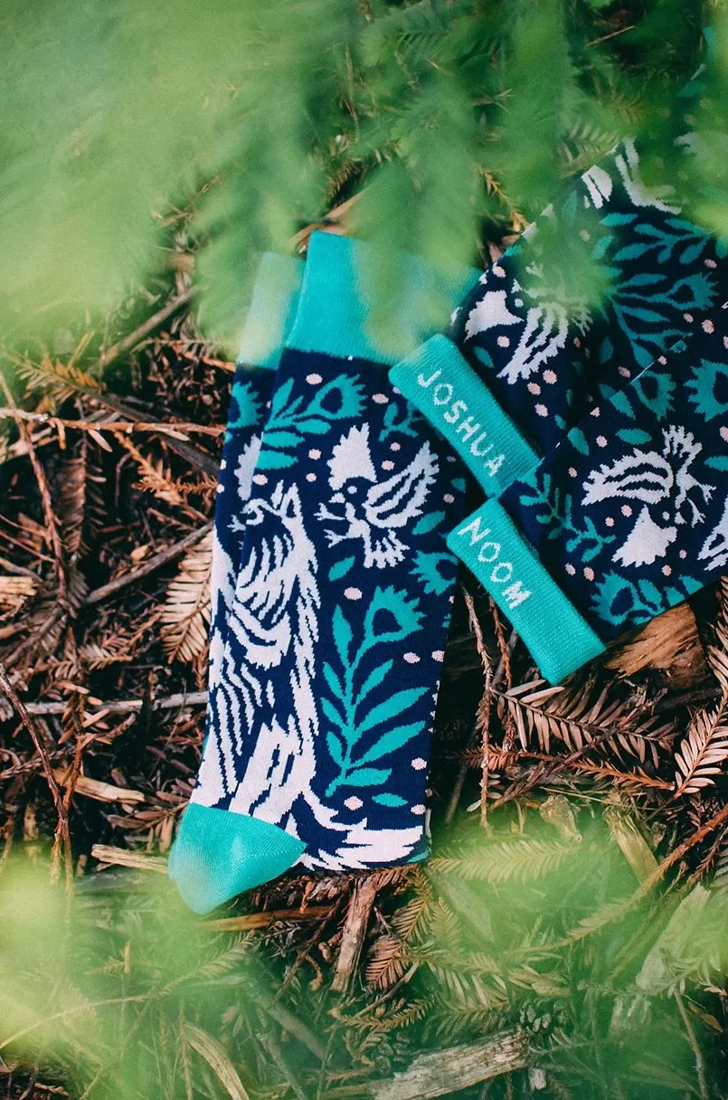 Ties Alynn® X Joshua Noom Prowling Wolf Navy Blue Sock Shop