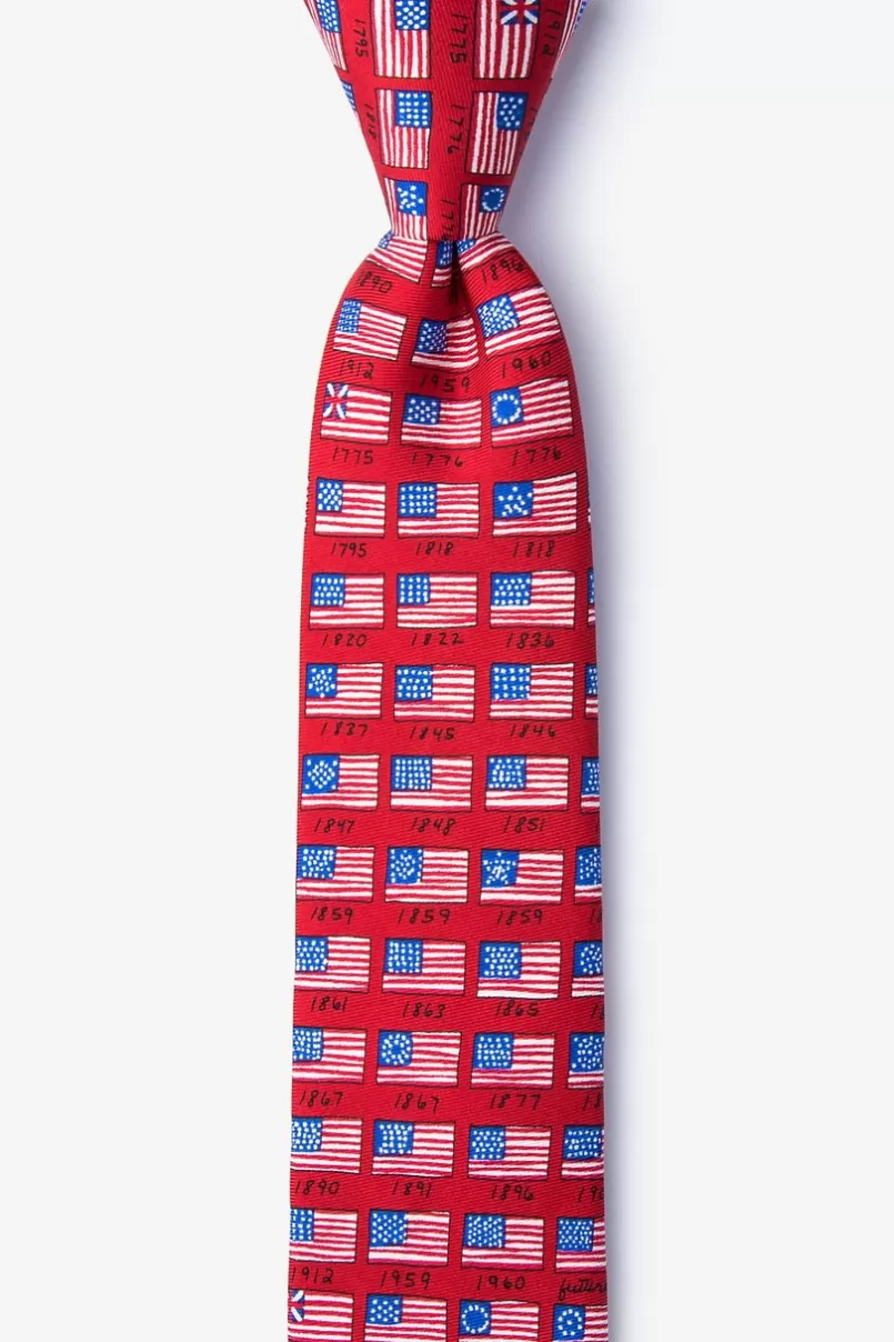 Ties American Flag History Red Skinny Tie Flash Sale