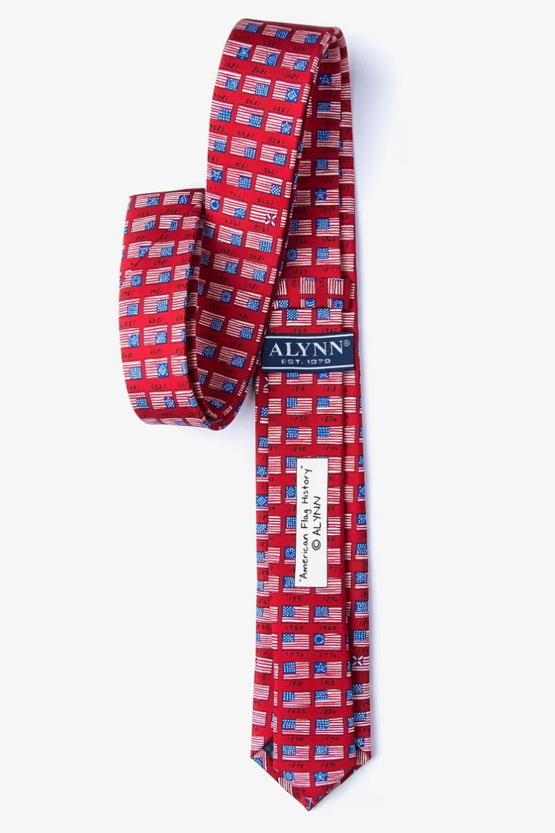 Ties American Flag History Red Skinny Tie Flash Sale
