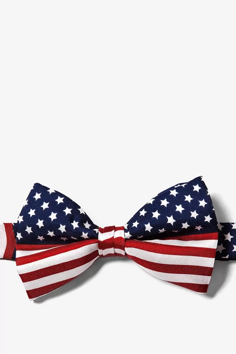 Ties American Flag Navy Blue Pre-Tied Bow Tie New