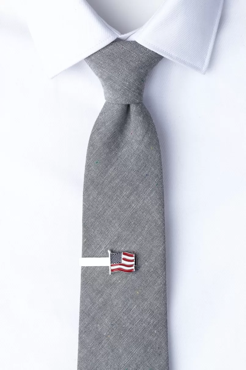 Ties American Flag Silver Tie Bar Flash Sale