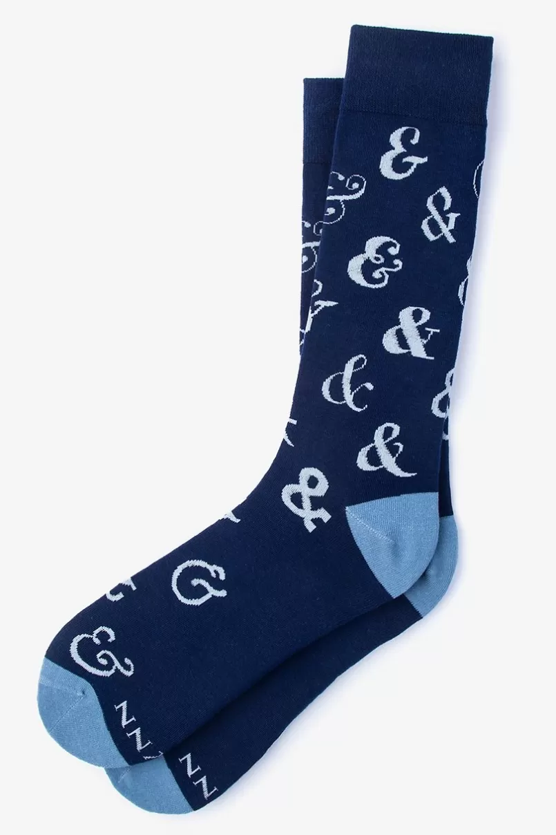 Ties Ampersand Addict Navy Blue Sock NavyBlue Flash Sale