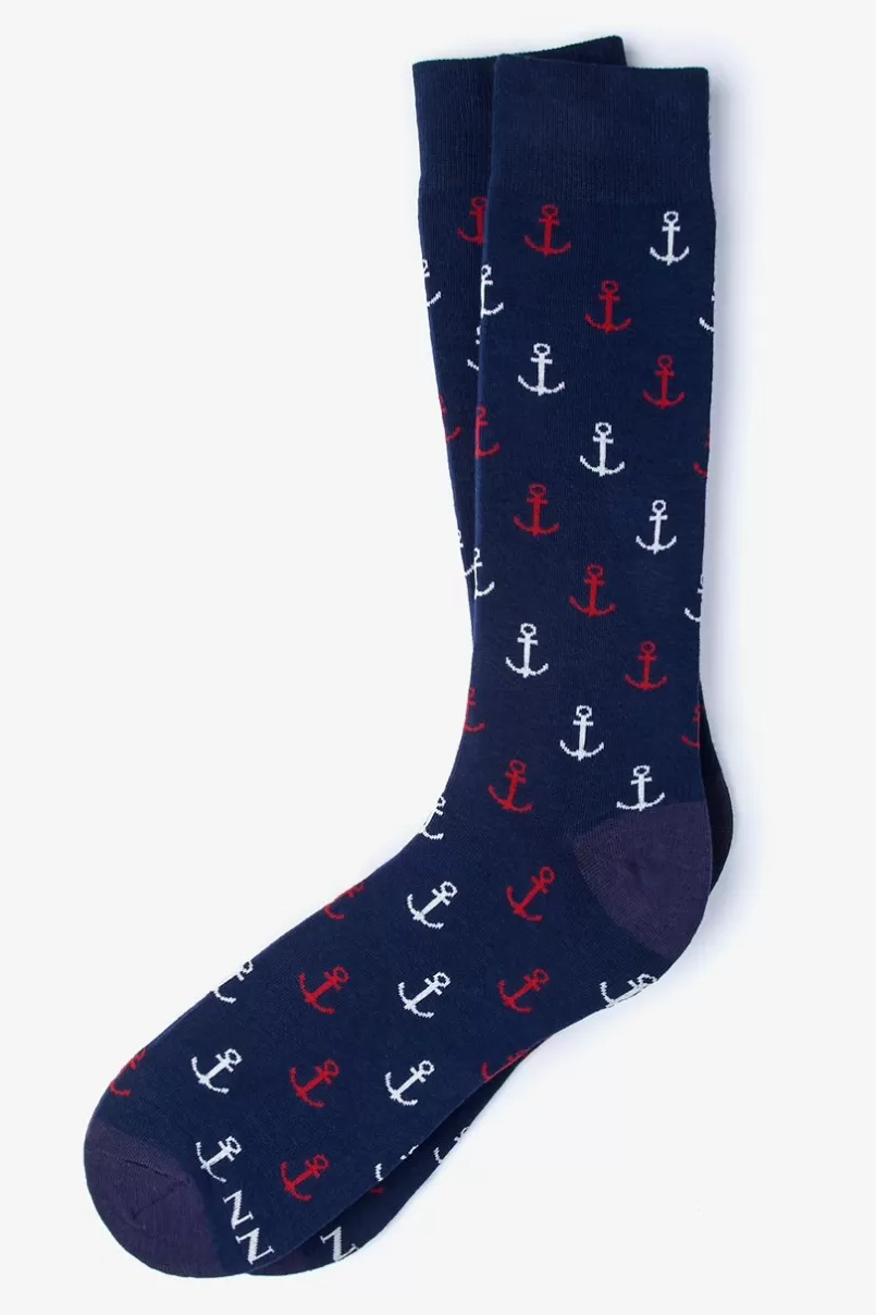 Ties Anchor Navy Blue Sock NavyBlue Discount