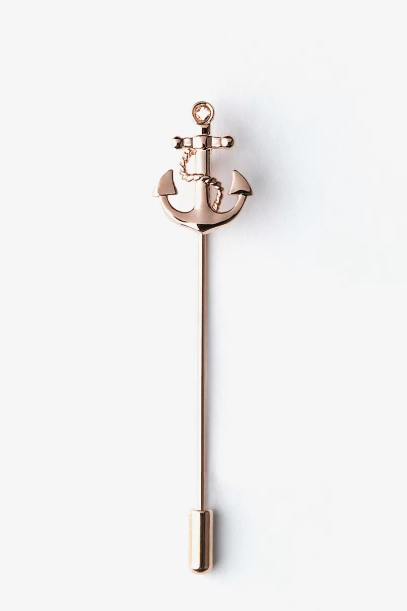 Ties Anchor With Rope Rose Gold Lapel Pin RoseGold Store