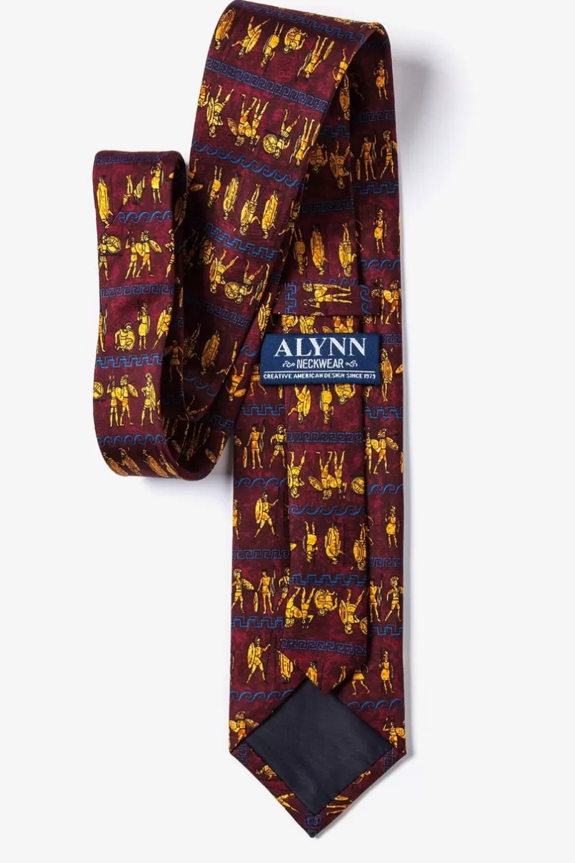 Ties Ancient Greek Warriors Burgundy Tie Store
