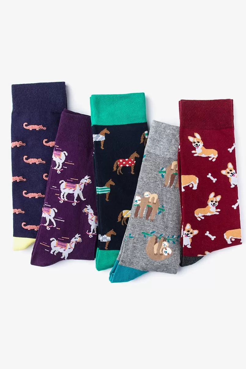 Ties Animal Lover Purple Sock Pack New