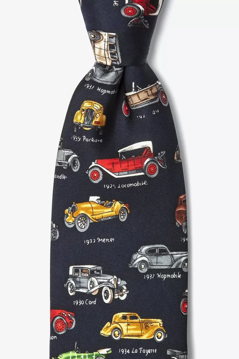 Ties Antique Cars Navy Blue Tie Outlet
