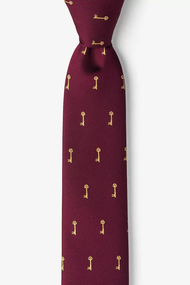 Ties Antique Keys Burgundy Skinny Tie Cheap