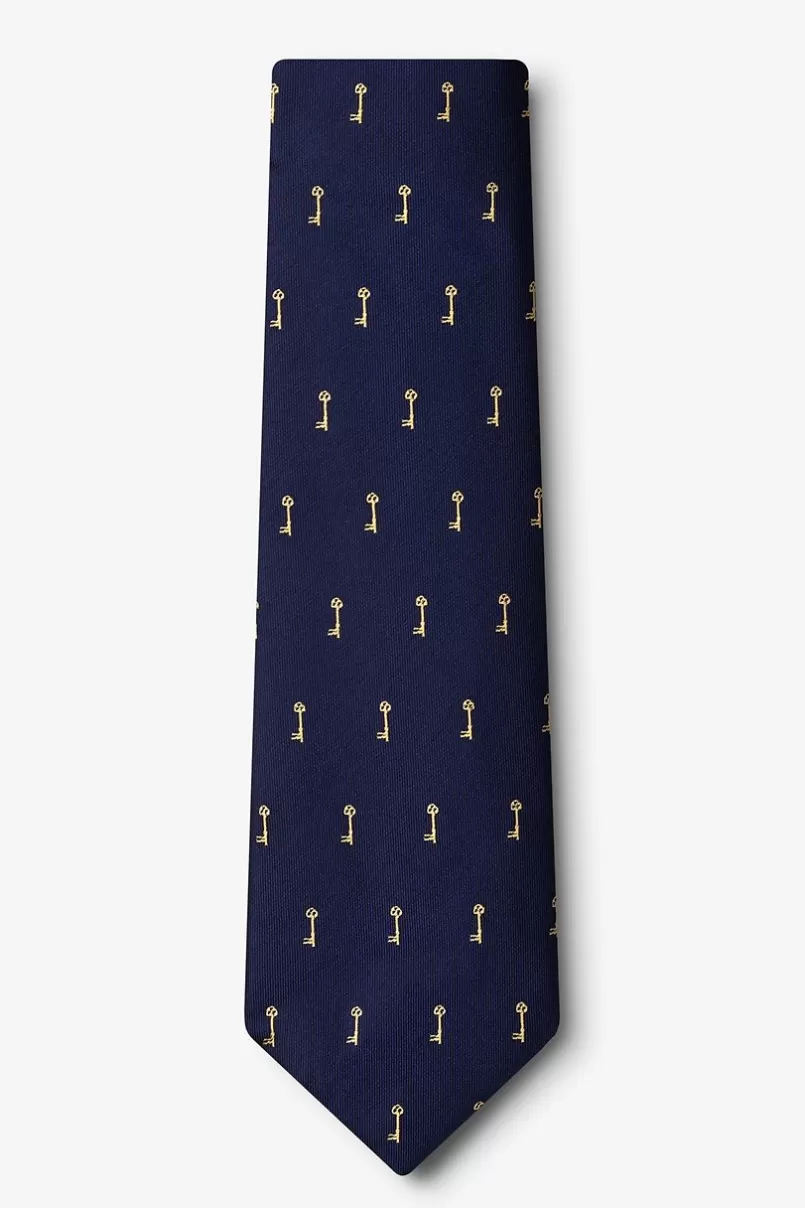 Ties Antique Keys Navy Blue Tie NavyBlue Discount