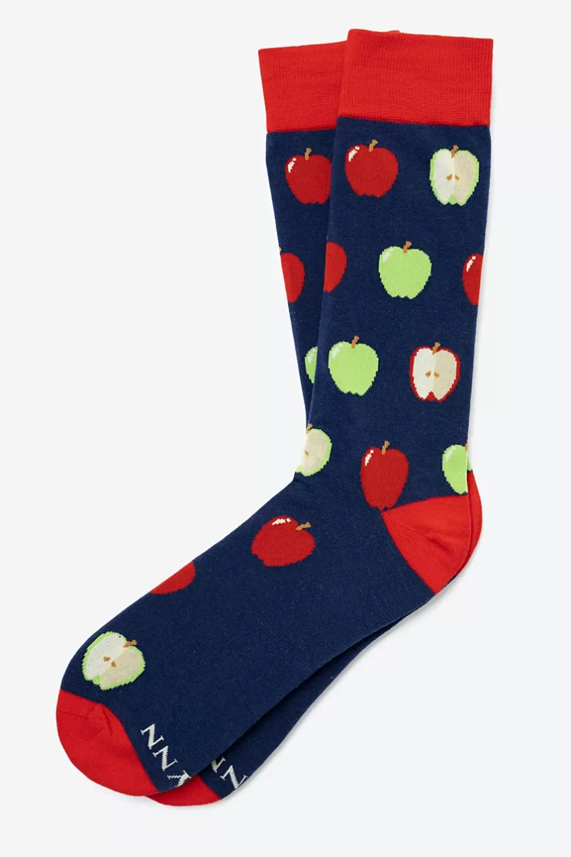 Ties Apple Core Values Navy Blue Sock Flash Sale