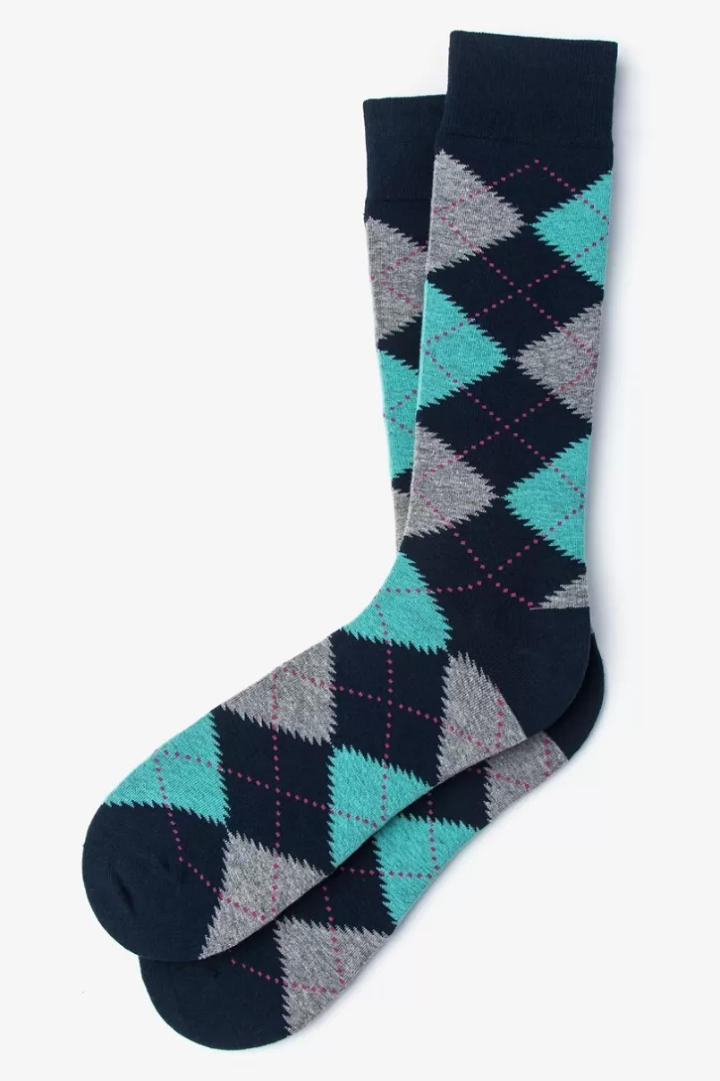 Ties Argyle Assassin Sock Aqua Flash Sale