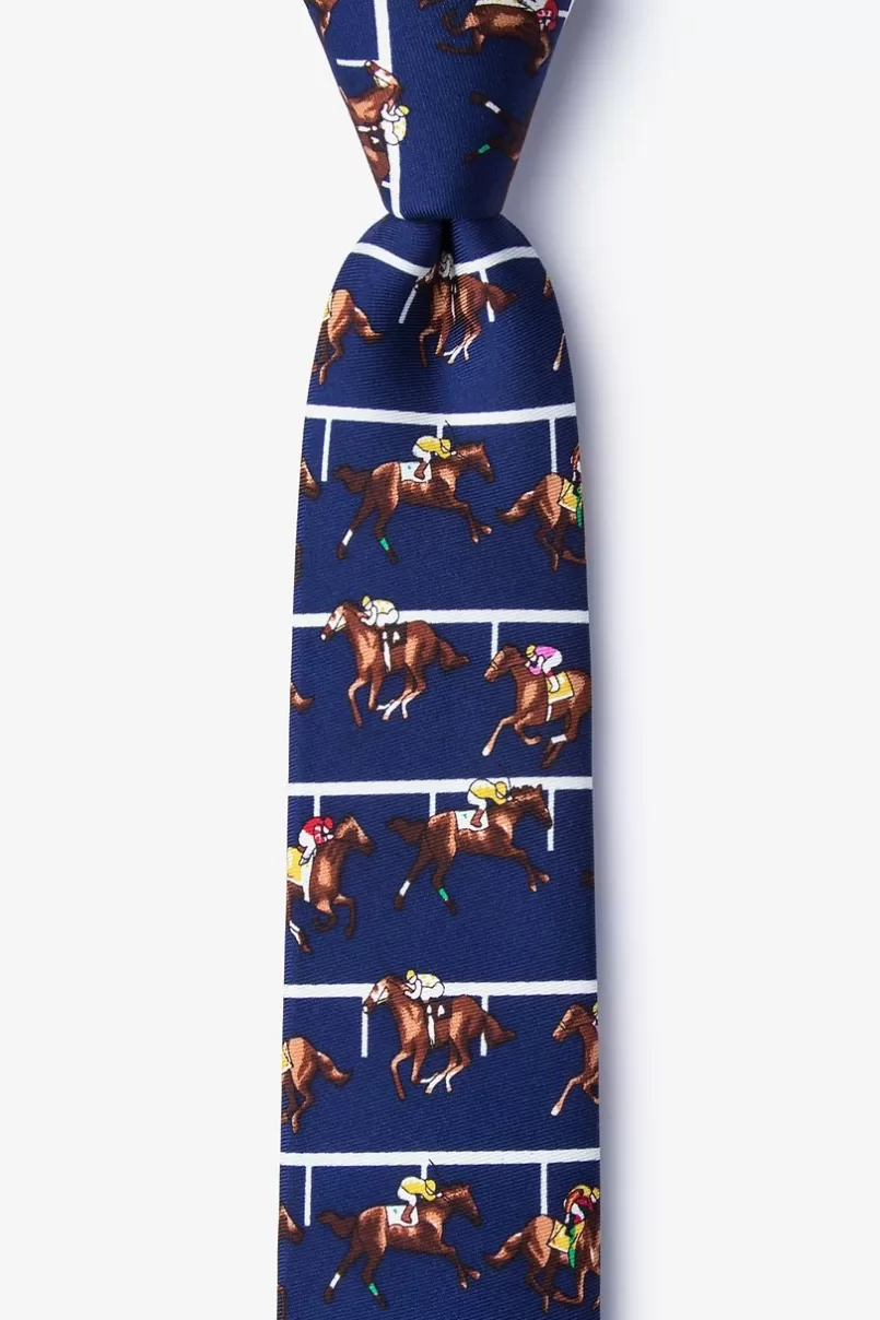 Ties At the Rail Navy Blue Skinny Tie Cheap