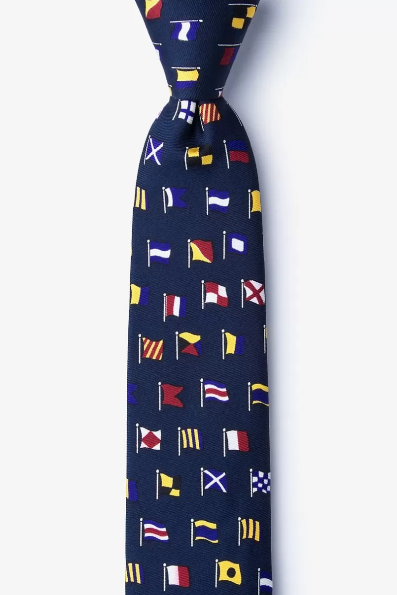 Ties A-Z International Flags Navy Blue Skinny Tie Online