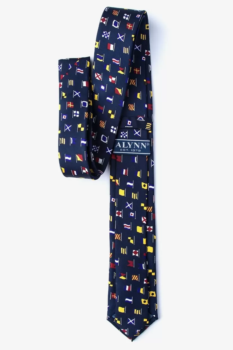 Ties A-Z International Flags Navy Blue Skinny Tie Online