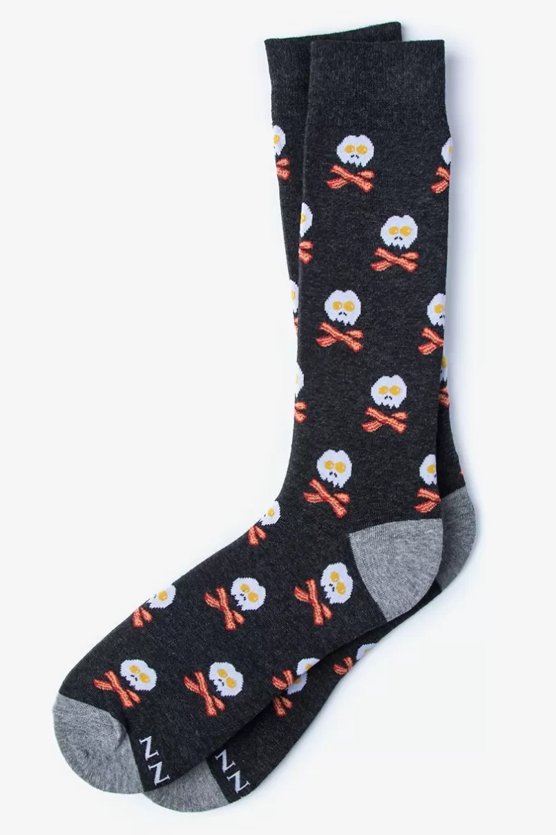 Ties Bacon & Eggs Breakfast Sock Black Shop