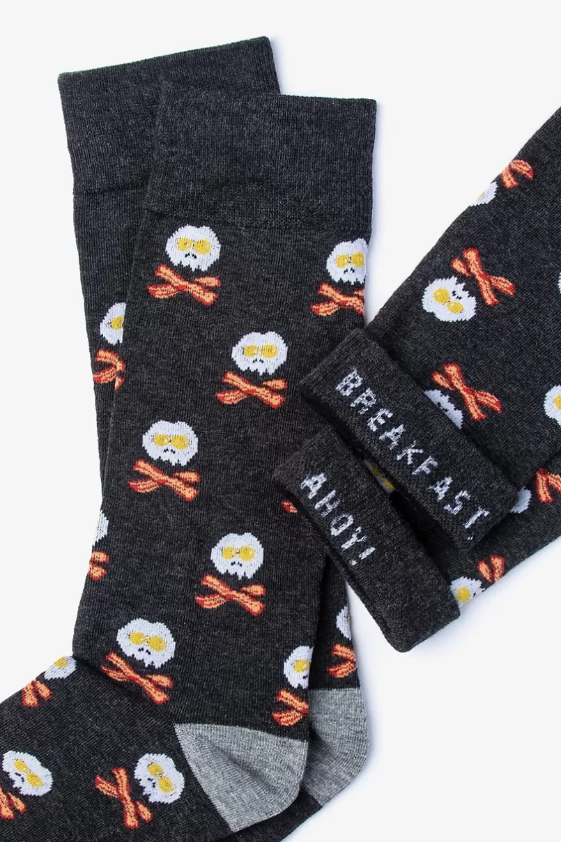 Ties Bacon & Eggs Breakfast Sock Black Shop