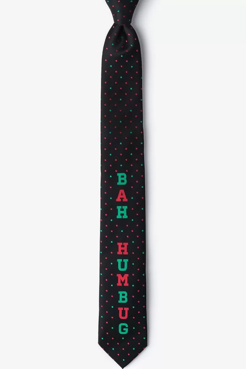 Ties Bah Humbug Black Skinny Tie Cheap