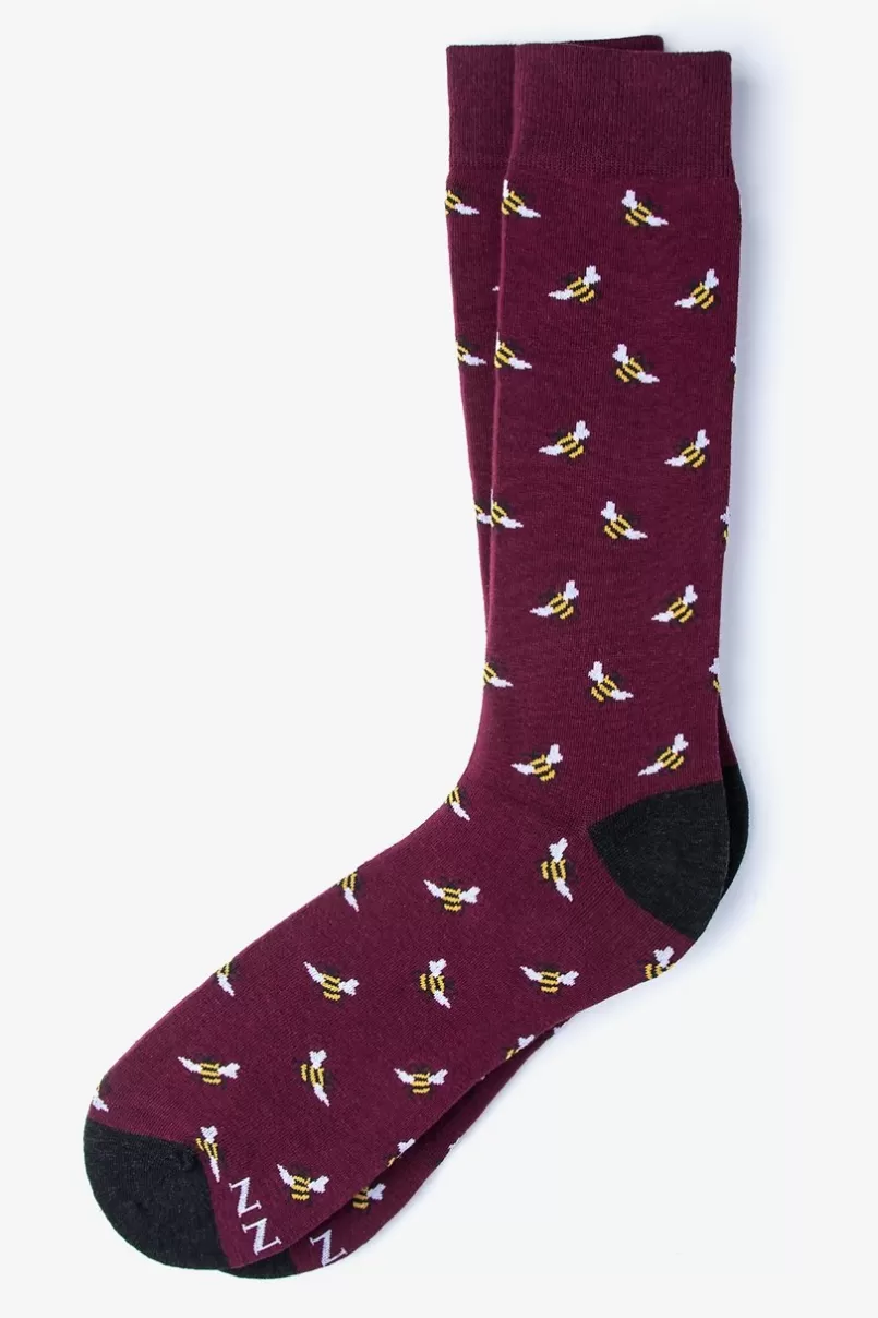Ties Bee Sock Maroon Flash Sale
