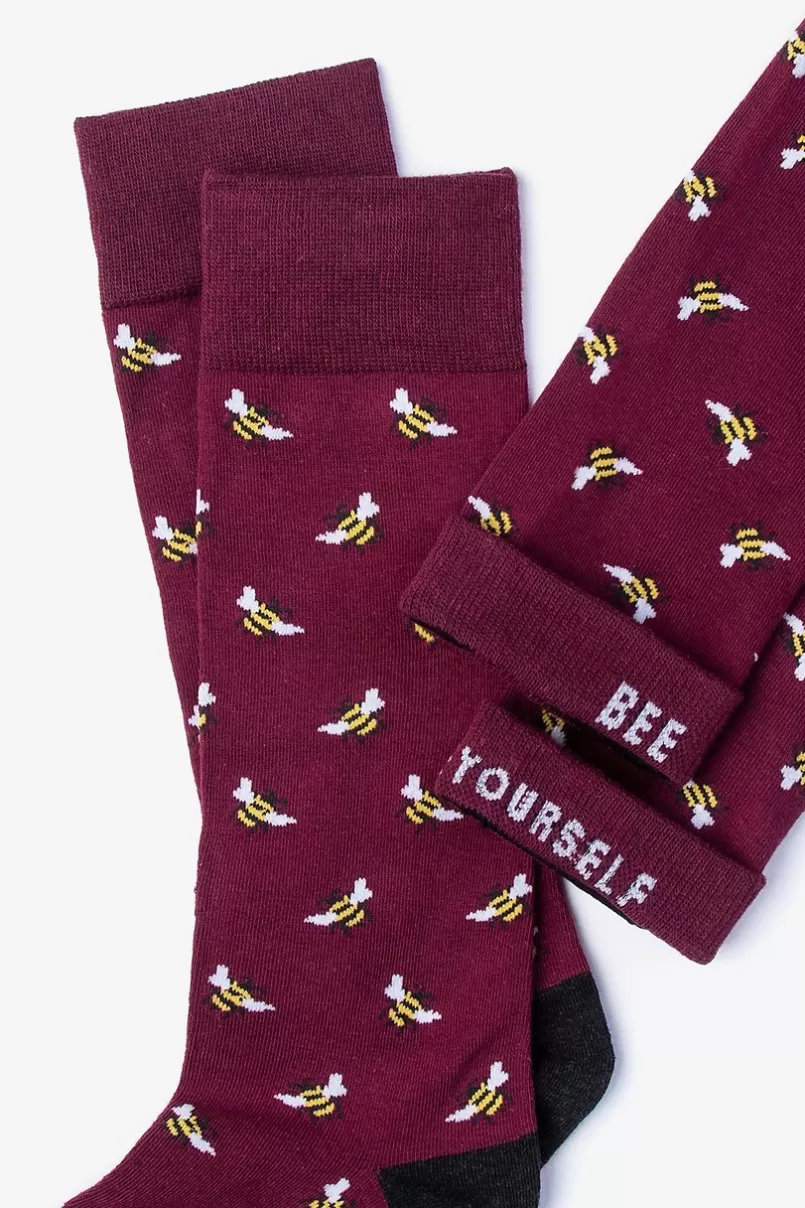 Ties Bee Sock Maroon Flash Sale
