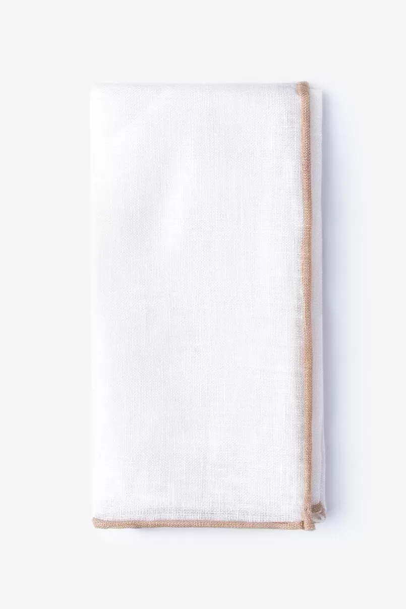 Ties Beige Edged Linen White Pocket Square White&Beige Best Sale