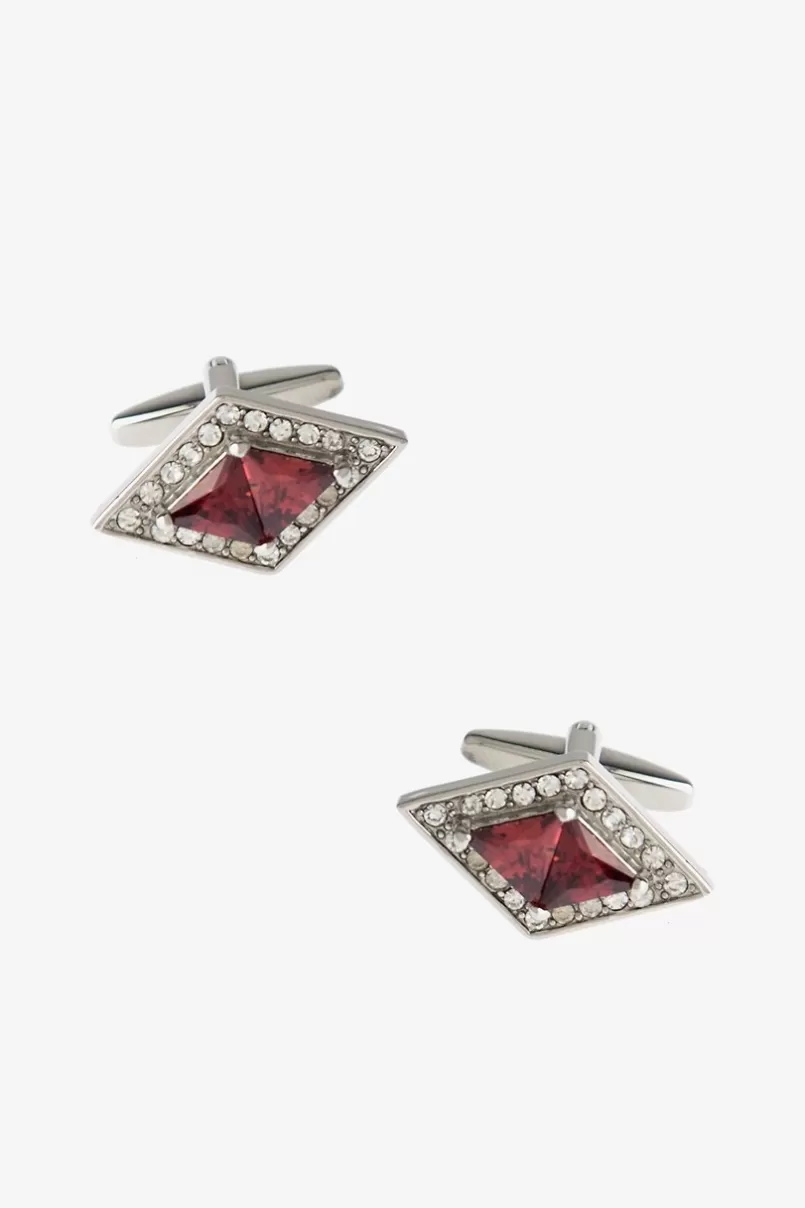 Ties Bejeweled Rhombus Crimson Cufflinks Discount