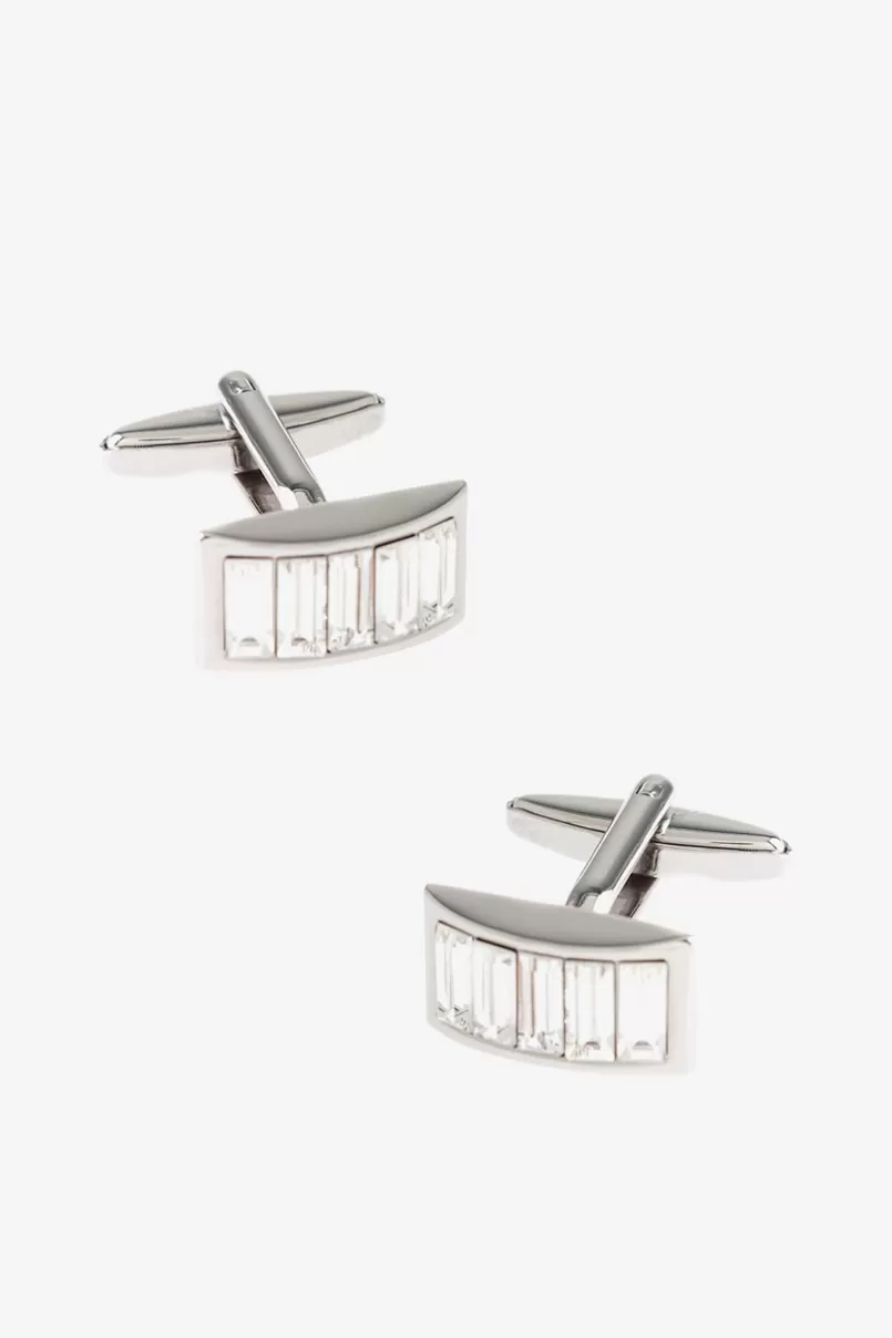 Ties Bejeweled Rounded Bar Clear Cufflinks Shop