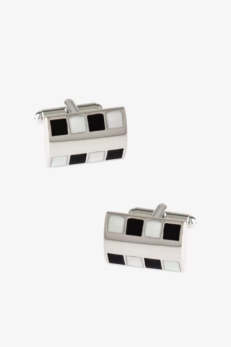 Ties Bejeweled Rounded Plate Black Cufflinks Discount