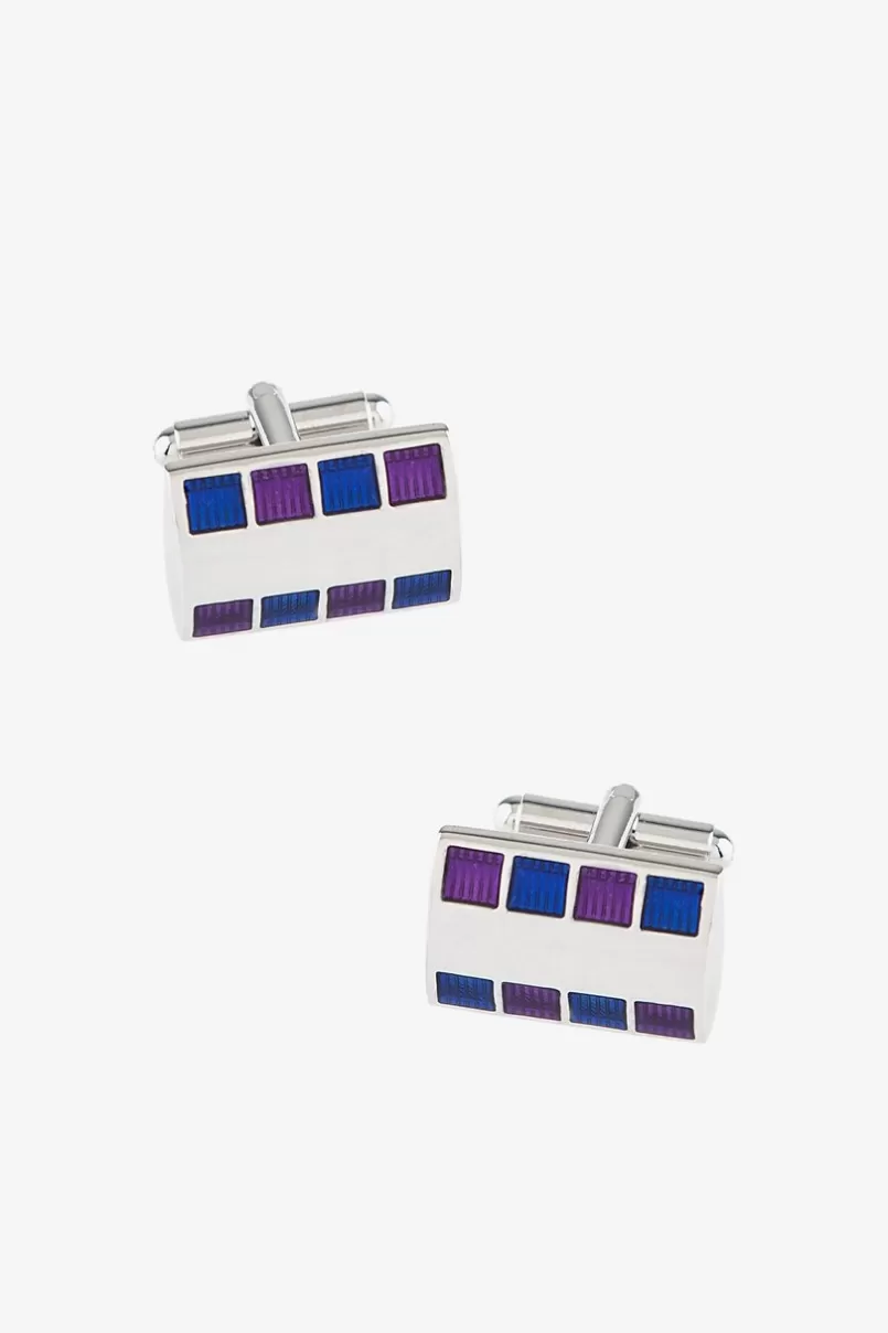 Ties Bejeweled Rounded Plate Blue Cufflinks Sale