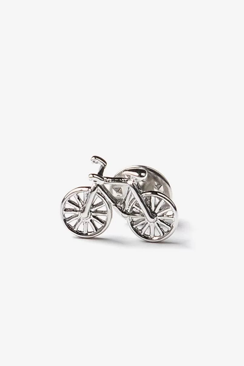 Ties Bicycle Lapel Pin Silver Cheap