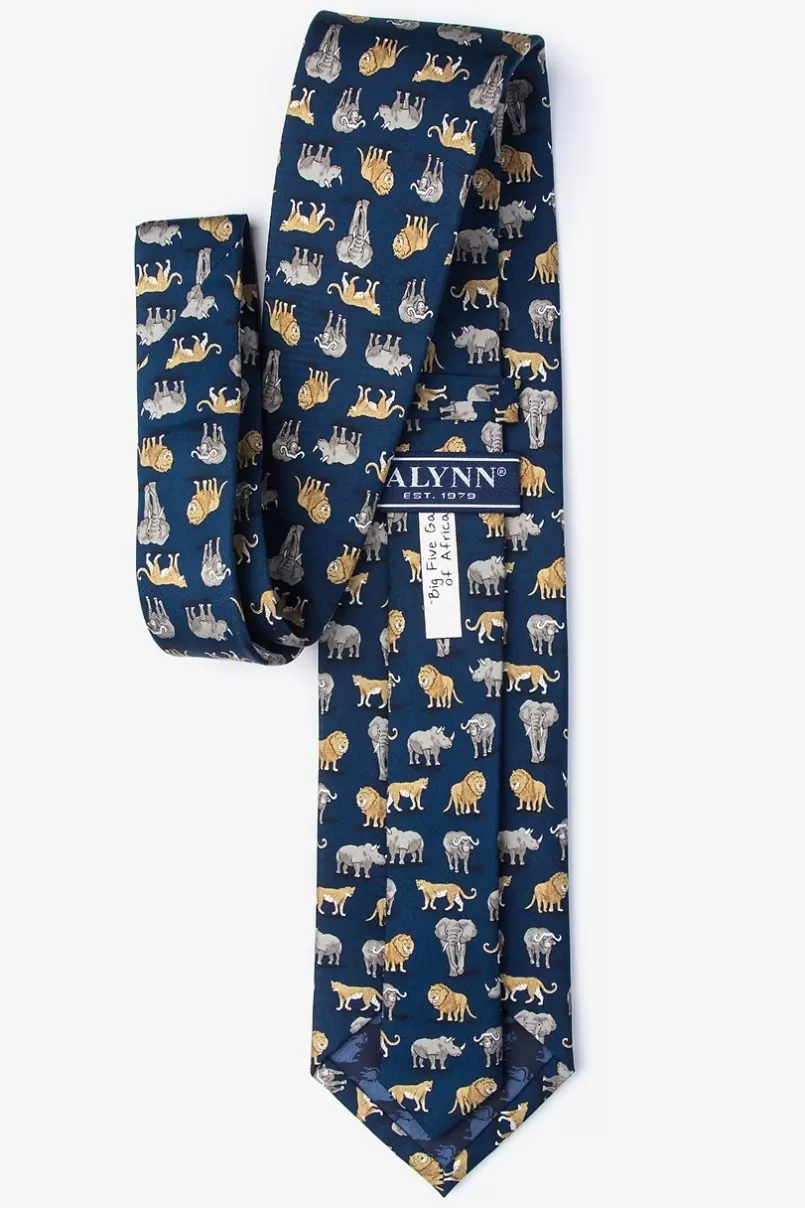 Ties Big Five Game of Africa Navy Blue Tie New