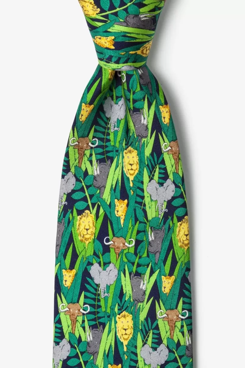 Ties Big Five Jungle Navy Blue Tie Cheap