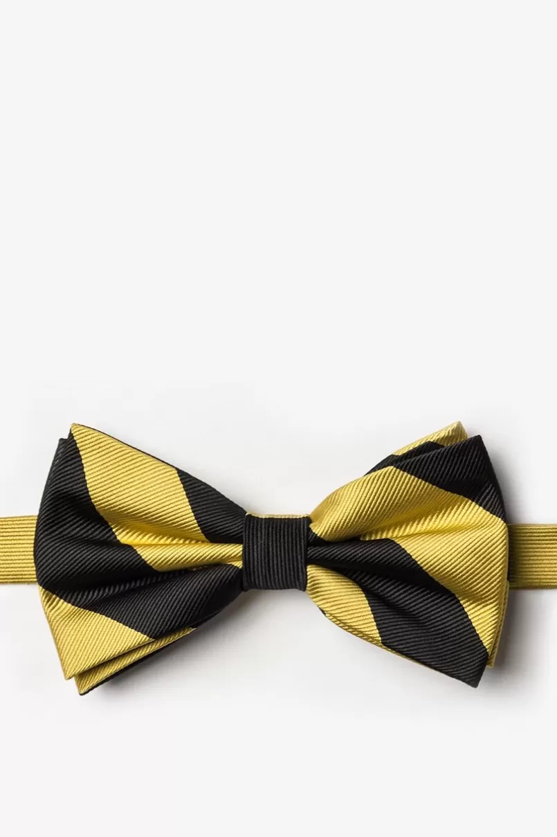 Ties Black & Gold Stripe Pre-Tied Bow Tie Black&Gold Shop