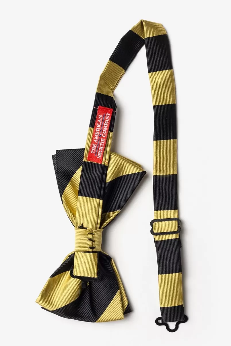 Ties Black & Gold Stripe Pre-Tied Bow Tie Black&Gold Shop