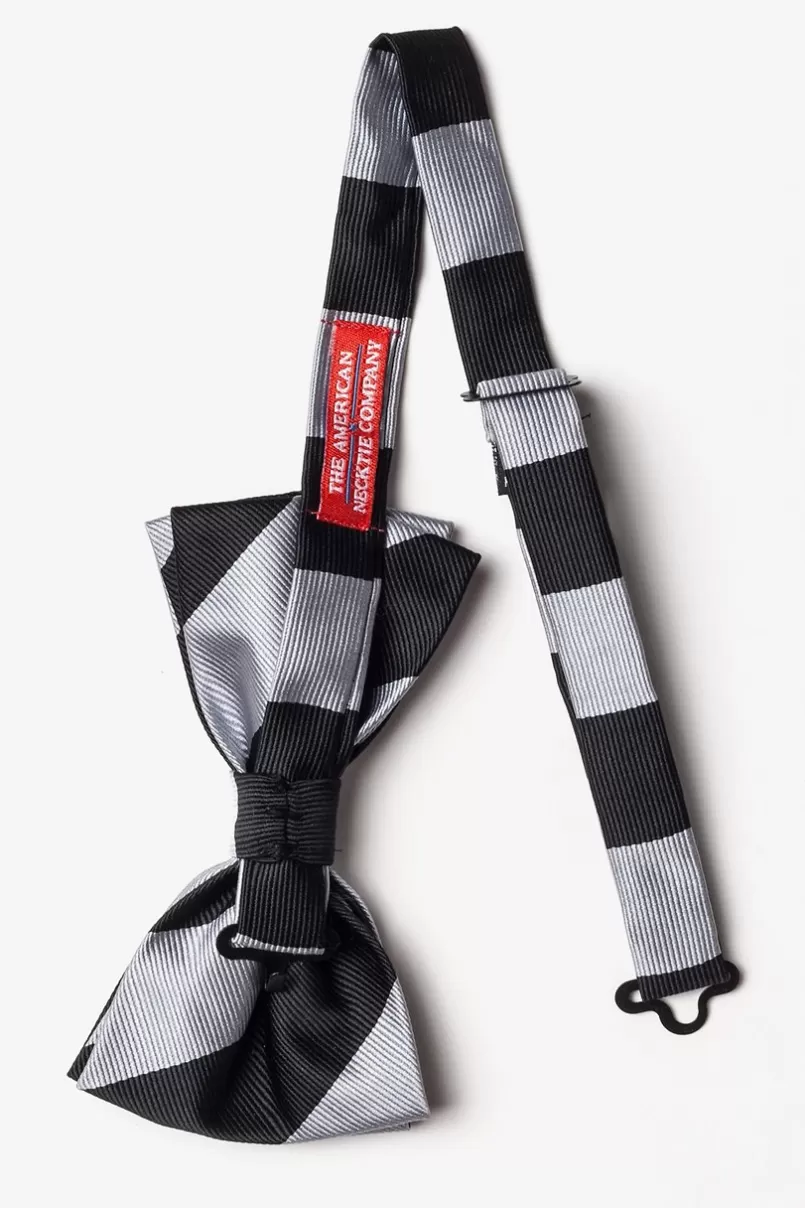 Ties Black & Silver Stripe Pre-Tied Bow Tie Black&Silver Cheap