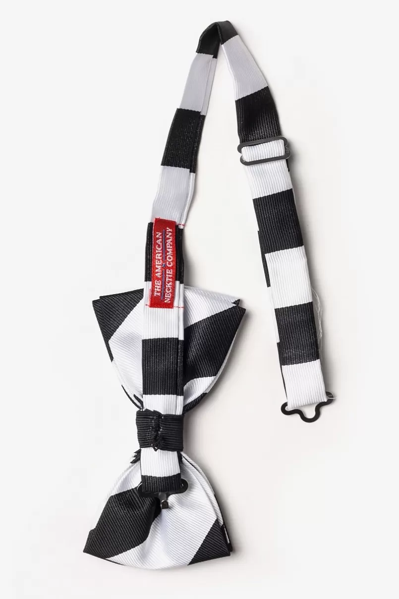 Ties Black & White Stripe Pre-Tied Bow Tie Black&White Best Sale