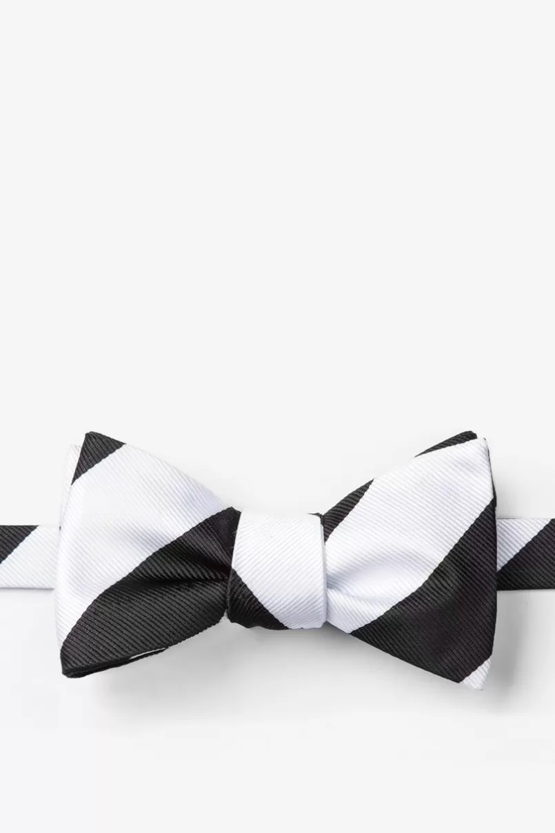 Ties Black & White Stripe Self-Tie Bow Tie Black&White Cheap