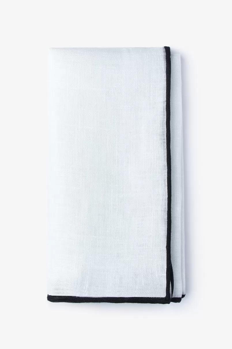 Ties Black Edged Linen White Pocket Square White&Black Best