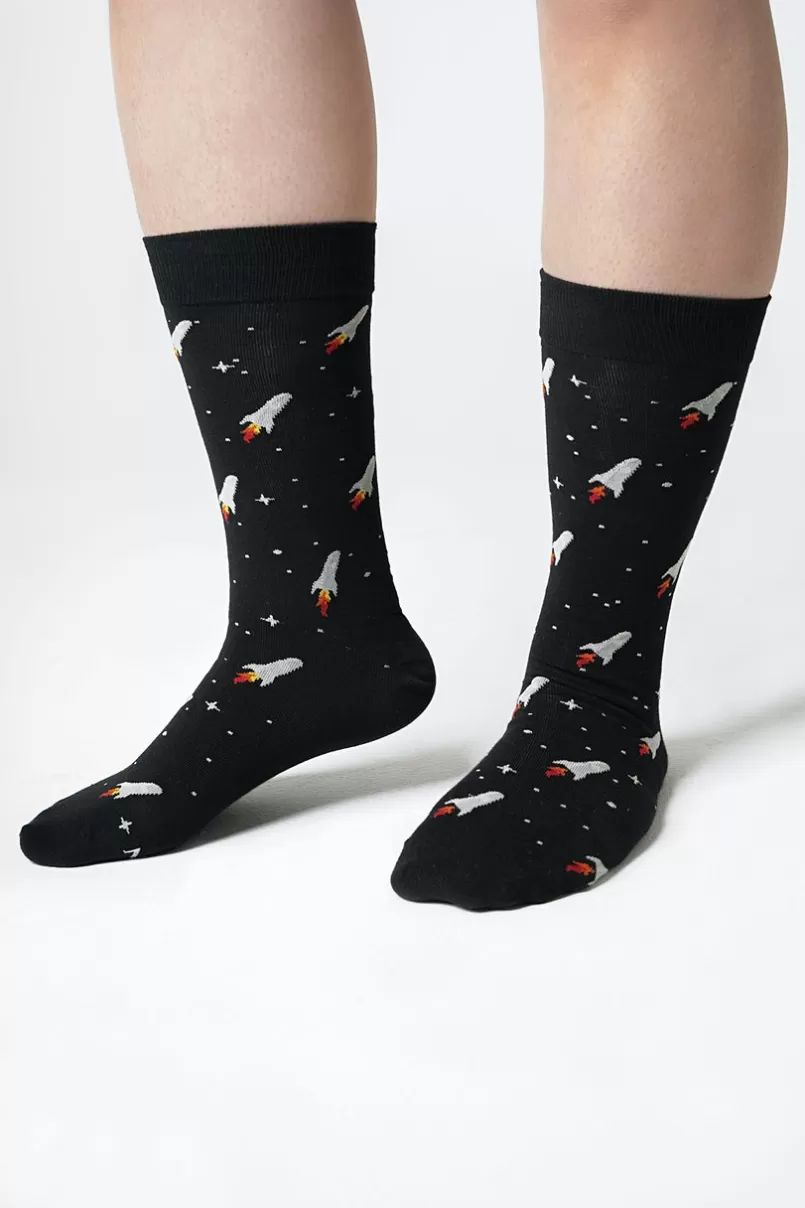 Ties Blast Off Black Sock Hot