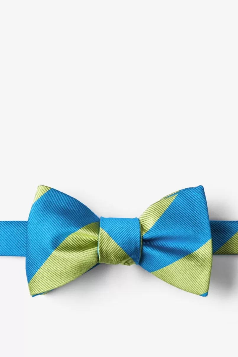 Ties Blue & Lime Stripe Self-Tie Bow Tie Blue&LimeGreen Cheap