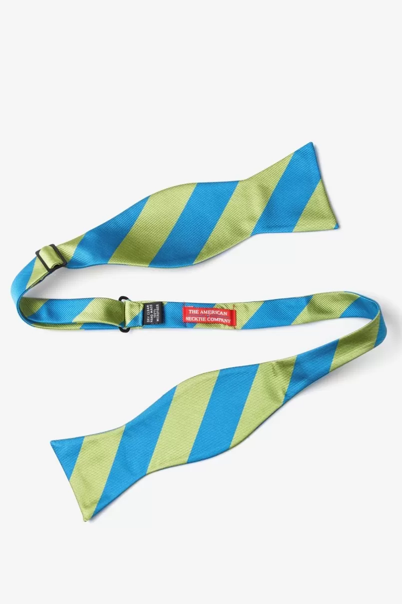 Ties Blue & Lime Stripe Self-Tie Bow Tie Blue&LimeGreen Cheap