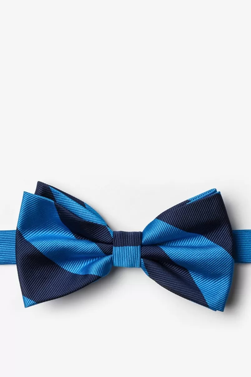 Ties Blue & Navy Stripe Pre-Tied Bow Tie Blue&NeonBlue New