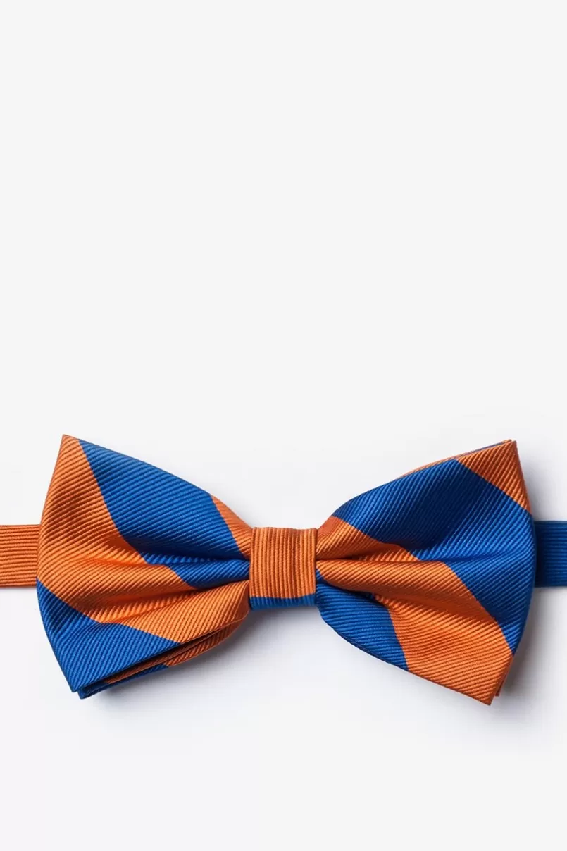 Ties Blue & Orange Stripe Pre-Tied Bow Tie Blue&Orange Flash Sale