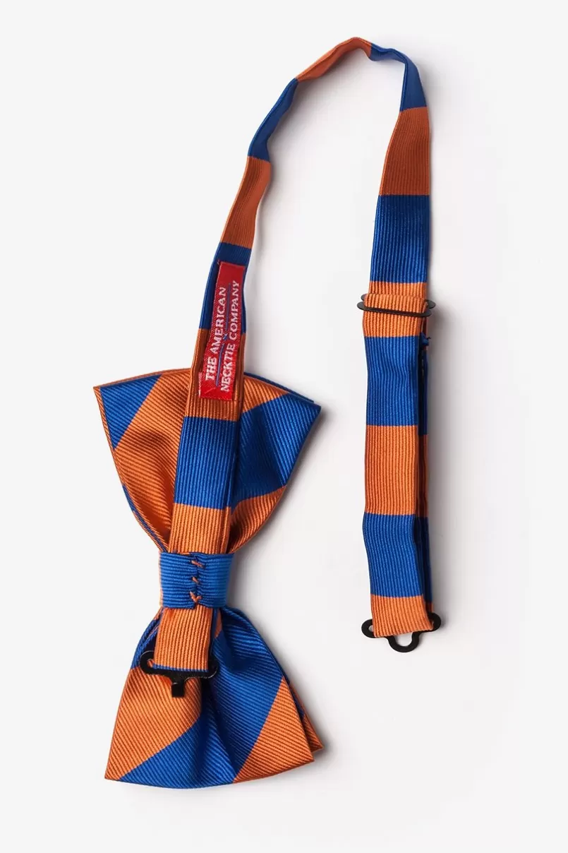 Ties Blue & Orange Stripe Pre-Tied Bow Tie Blue&Orange Flash Sale