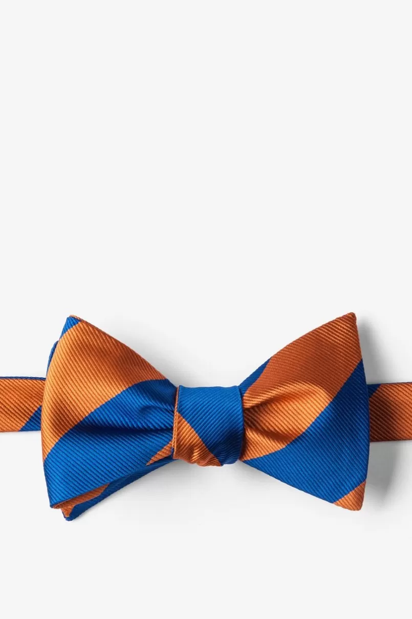Ties Blue & Orange Stripe Self-Tie Bow Tie Blue&Orange Cheap